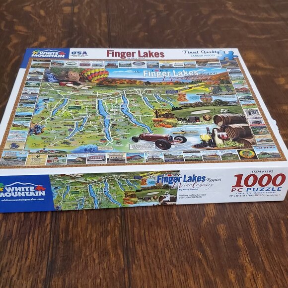White Mountain 1,000 pc Puzzle "I Love NY Finger Lakes Region" Wine Country - Picture 2 of 6